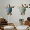 Nautical Sea Turtle Statue Rustic Standing Sea Turtle Block Sign Summer Ocean Tabletop Figurine with Wooden Base for Coastal Beach Home Decor
