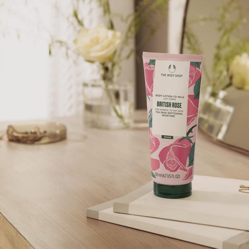 The Body Shop Body British 200ml [Official] Milk-in Lotion, Rose, [Authentic]