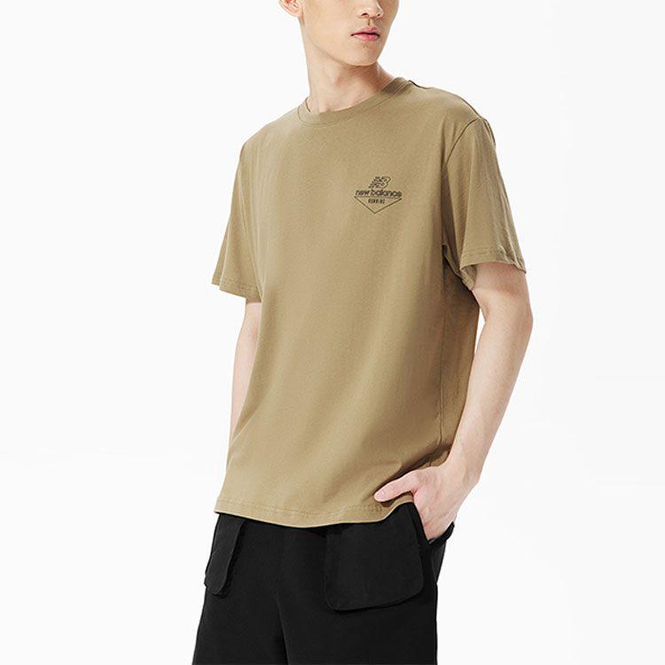 New Balance T Shirts Men's Brown Crew Neck Moderate Straight Fit AMT22396-INC