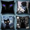 Black Cat Cushion Cover Soft Decorative Pillow Case Suitable for Bedroom Sofa Car Travel Use