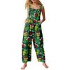 Women's Jumpsuit Halloween Print Casual Loose Vintage Shoulder Strap Cotton Linen