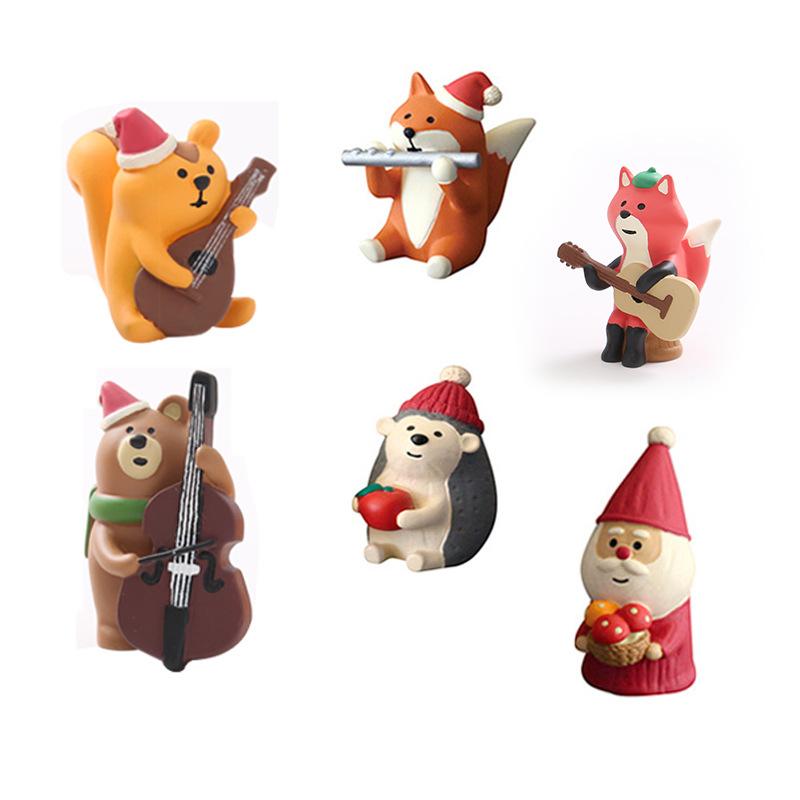Christmas Cute Handmade Ornaments, Santa Claus Animal Decorations, Resin Small Ornaments for Tabletop and Vehicle Use, Craft Items
