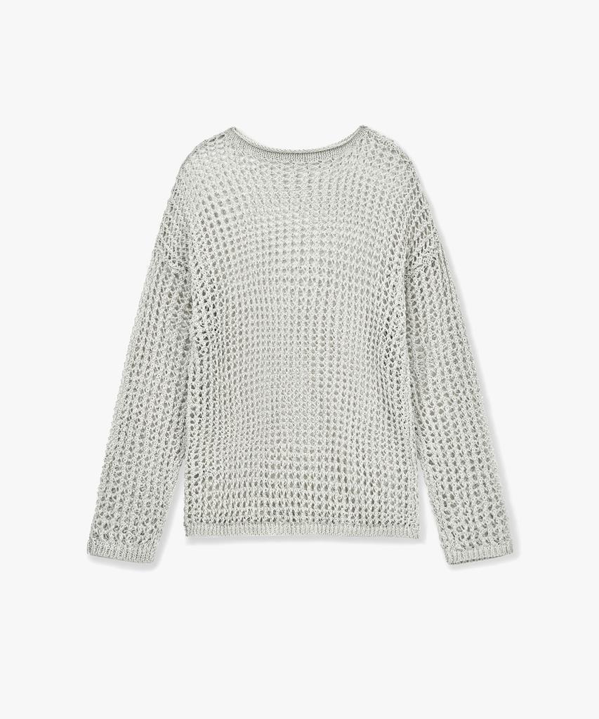 MONGDOL Paper Net See-Through Knit Top Gray Mdkt126Gray
