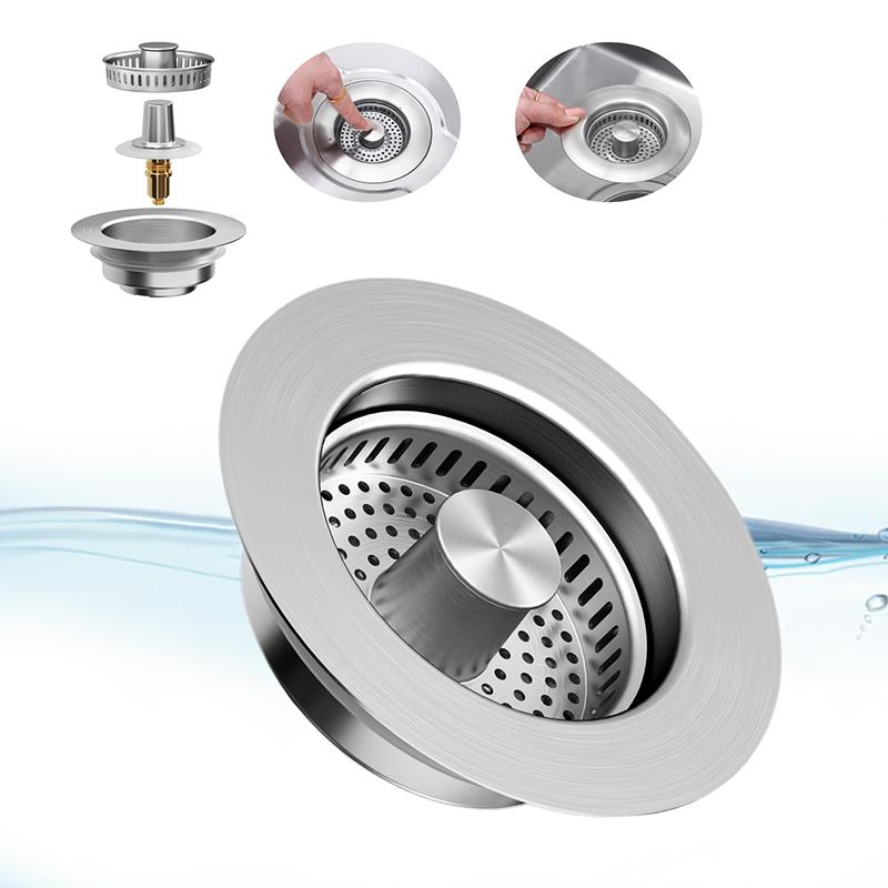 Upgraded 3 In 1 Kitchen Sink Drain Strainer,Anti-Clogging Sink Food Catcher Basket