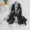 Women's High-Quality Satin Silk Scarf with Printed Design – Versatile for Beach Towel, Sun Protection, or Shawl.