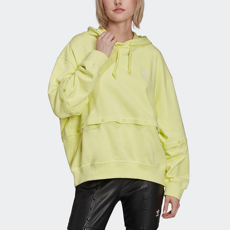Adidas Originals Trefoil Sports Hooded Pullover Long Sleeve Sweatshirt Women Sweatshirt Lemon-Yellow HC5435