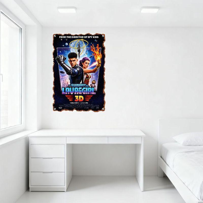 The Sharkboy and Lavagirl in 3D Metal Tin Sign Vintage Distressed Movie Poster for Home Decor Club Bar Cafe Man Cave