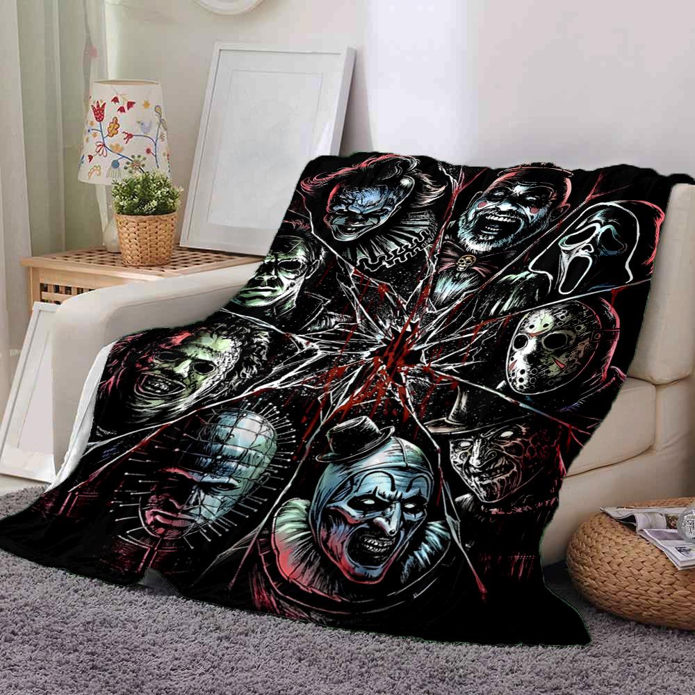 Horror Characters Printed Blanket Soft Cozy Blanket For Sofa Bedroom Living Room Dorm And Outdoor Use