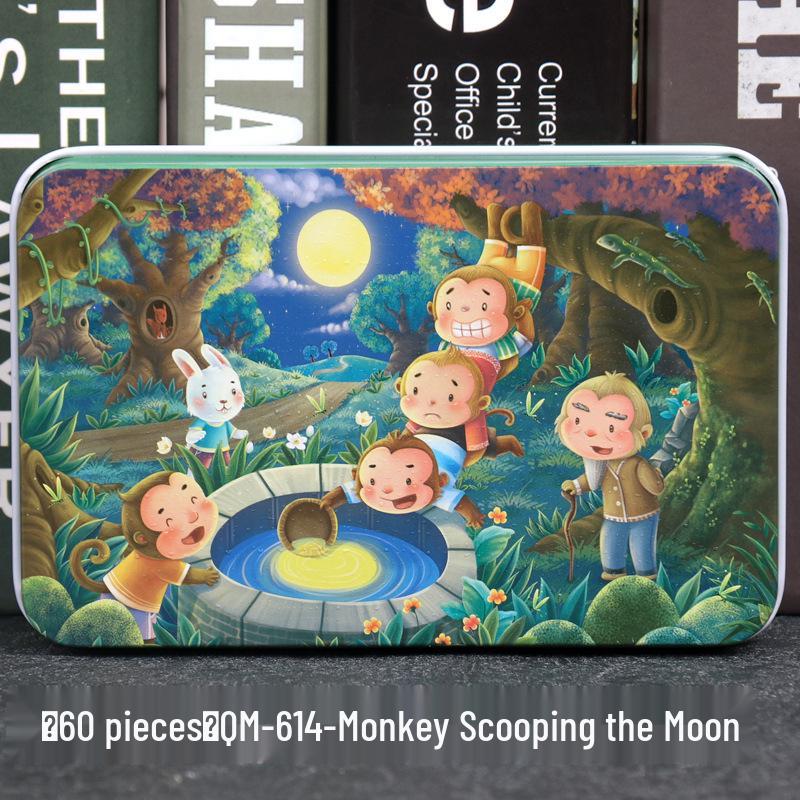 60-Piece Cartoon Puzzle Tin Box for Toddlers Aged 3-6 – Early Education and Intellectual Development Toy for Boys and Girls