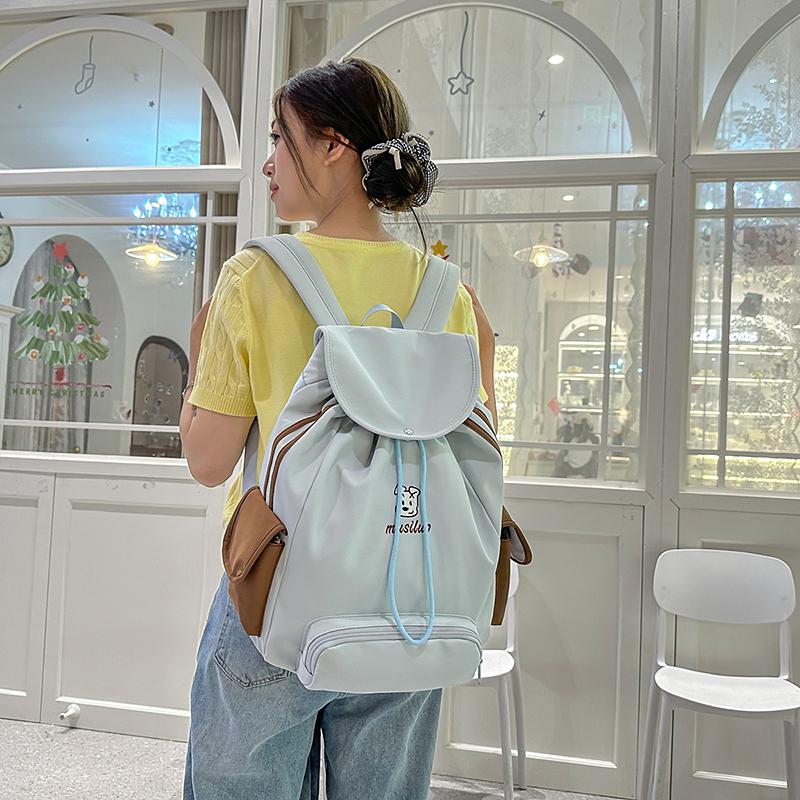 College Style Backpack Women's Outdoor Sports Lightweight Drawstring Schoolbag Large Capacity Backpack