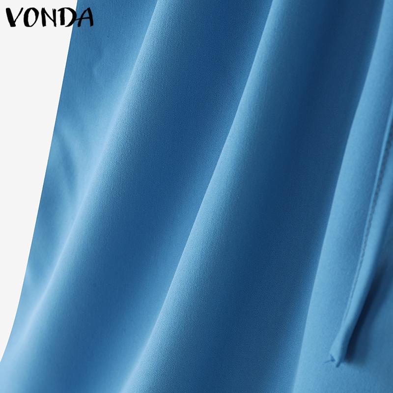 VONDA Women Summer Lace-up Neck Batwing Sleeveless Solid Casual Ruffled Tank Tops