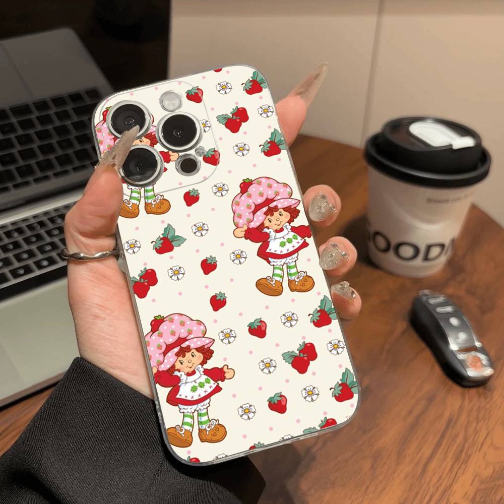 S-Strawberry-shortcake Girl Phone Case For IPhone 11 12 13 14 15 16 17 Pro Max Plus Transparent Back Cover