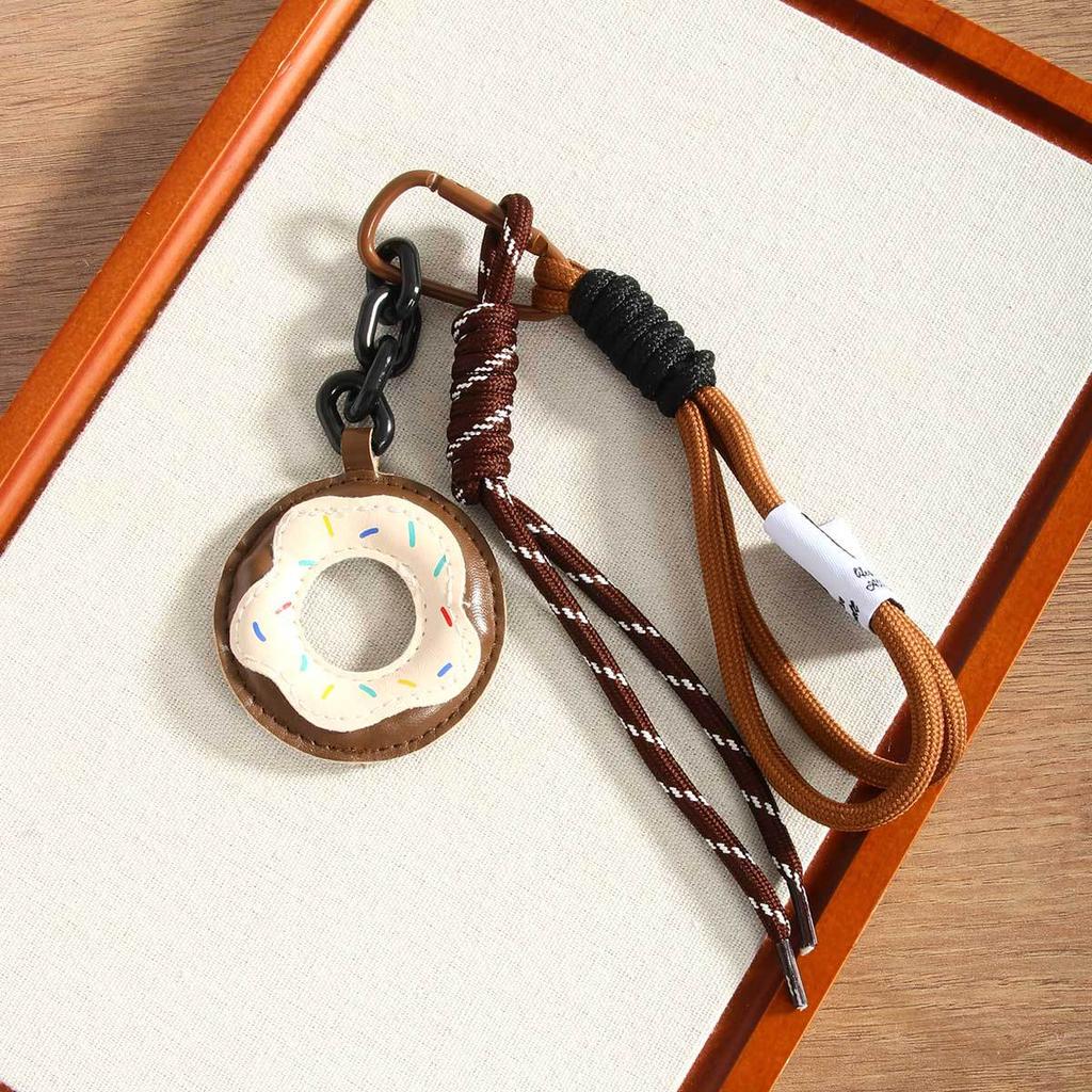New donut leather Maillard color bag pendant, keychain, mobile phone lanyard pendant.