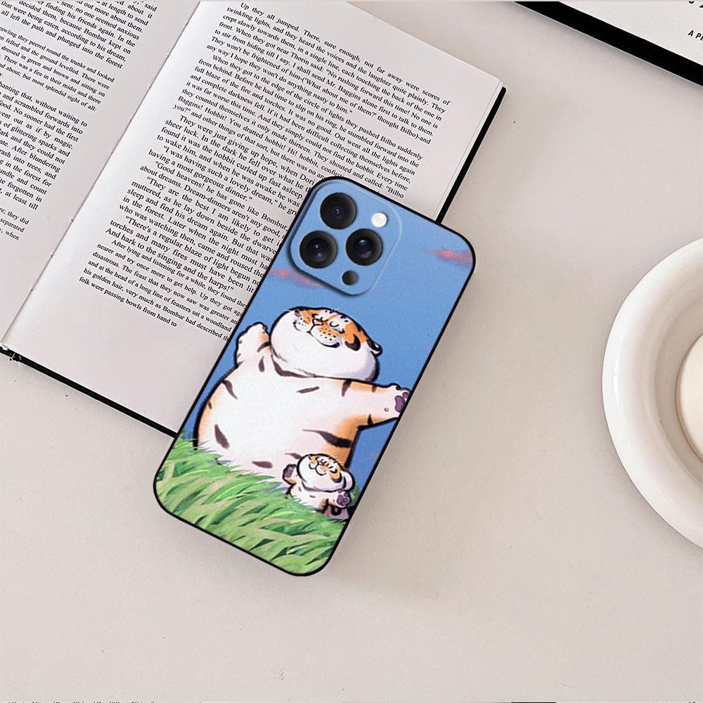 

art Я не толстый тигр для iPhone 11 12 13 14 15 16 Pro Max Plus Матовый мягкий силиконовый чехол для телефона Ультратонкий черный чехол IPHONE16PROMAX