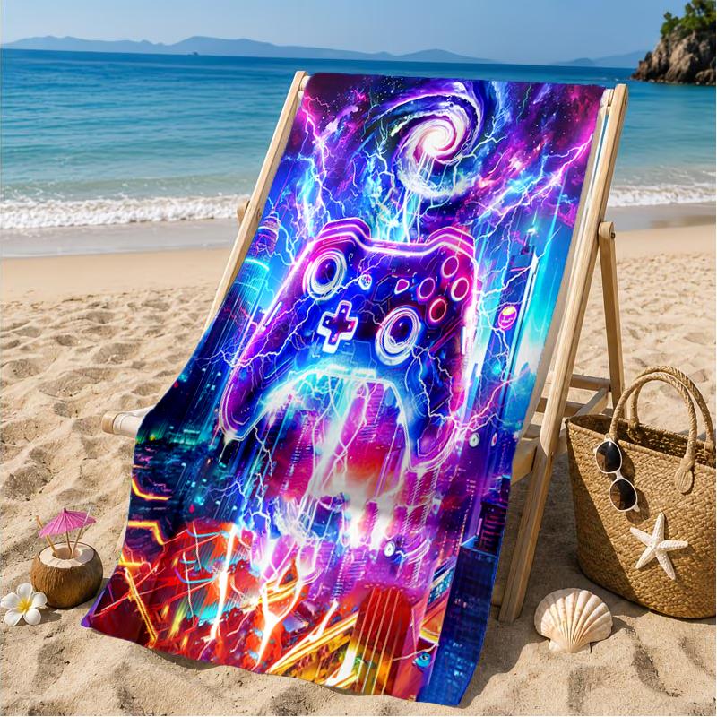 Colorful Gaming Controller Beach Towel, Microfiber Beach Towel, Perfect For Pool, Beach, Travel, Home Decor Beach Party Fan Gifts