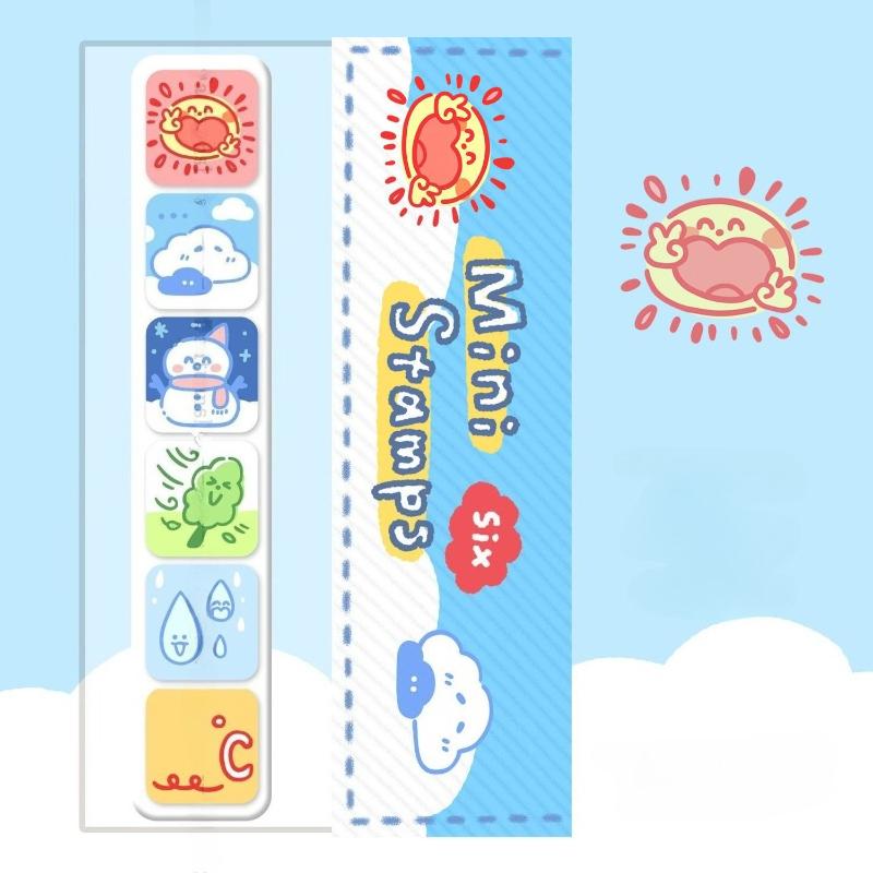 Six-link Seal Weather Daily Events Cute Coffee Easy Carry DIY Handbook Greeting Card Envelope Decoration Gift Packaging Design