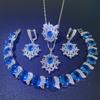 Multi Color Set with Zircon Earrings Bracelets Rings Necklaces Stylish Wedding