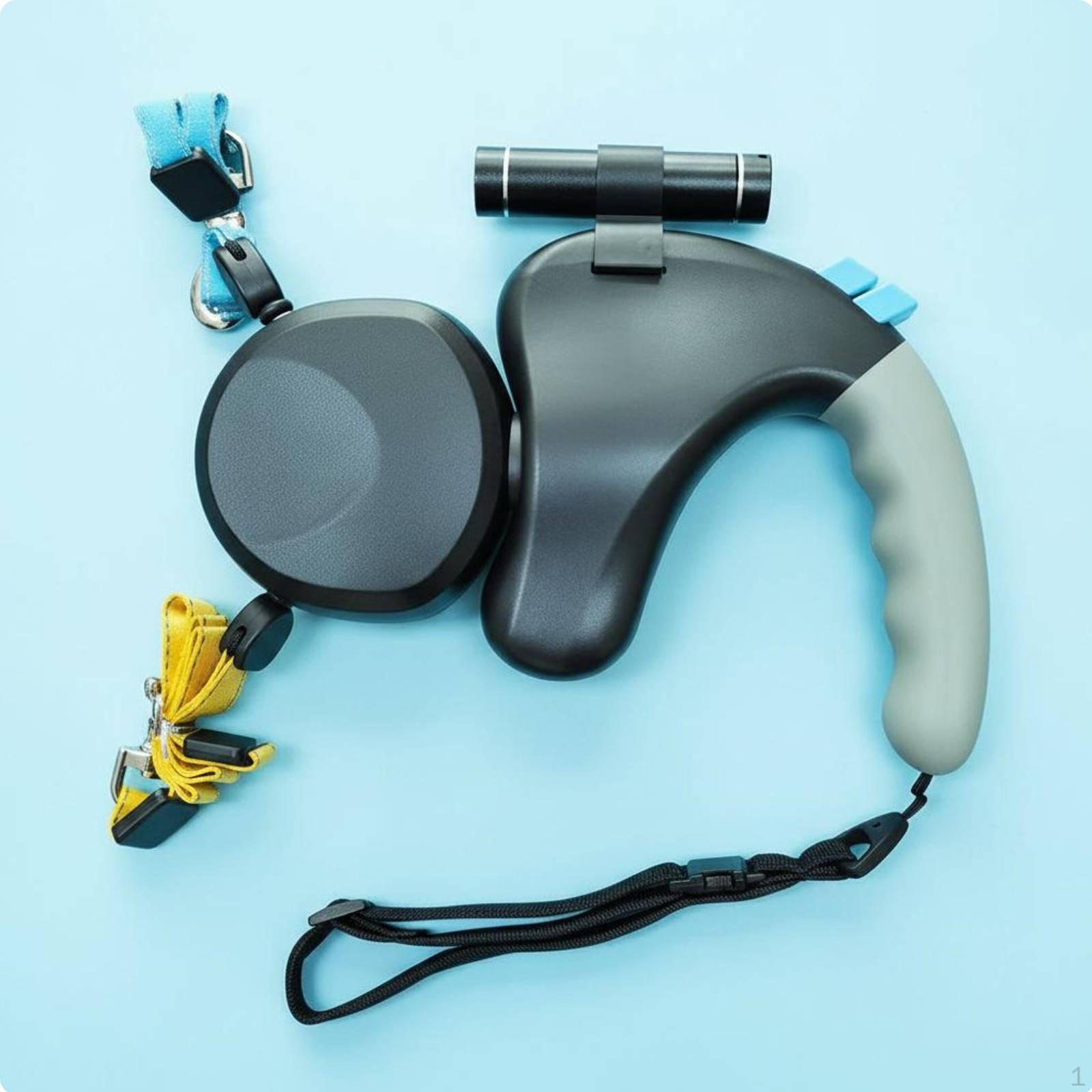 dog Leash Double Retractable Shock Absorbing Black