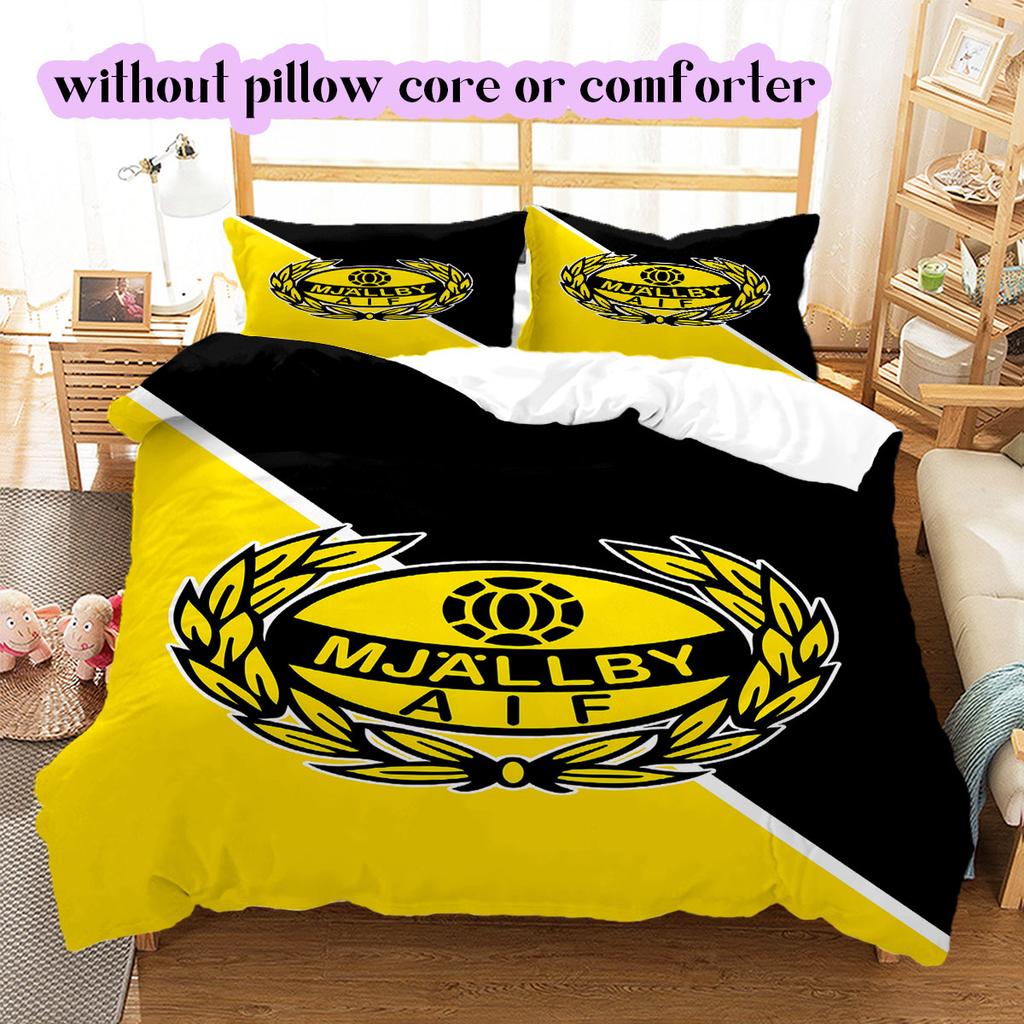 Mjällby AIF football Pattern Bedding,Quilt Set Quilt Cover Pillowcase Home Birthday Gift (1*duvet cover+2*pillowcase,without core)
