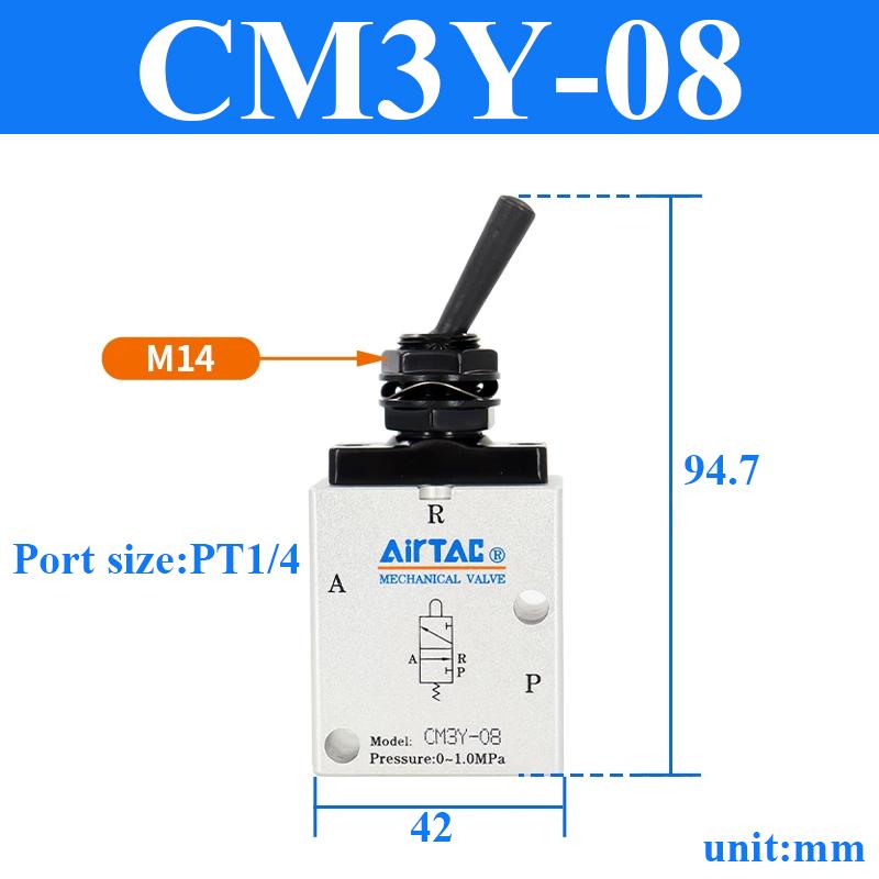 AirTAC CM3V05 CM3V06 CM3V08 CM3Y05 CM3Y06 CM3Y08 3/2 Way Vertical Lever Type Air Pneumatic External Control Mechanical Valve