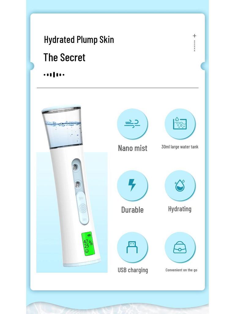 Nano Spray Rechargeable Facial Steamer & Humidifier - Double Spray Cold Mist Beauty Device