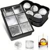 Bac à Glaçons Premium en Silicone avec Couvercle Moule à Glaçons Carrés Larges et Boules pour la Fabrication de Cocktails Boissons et la Conservation Alimentaire