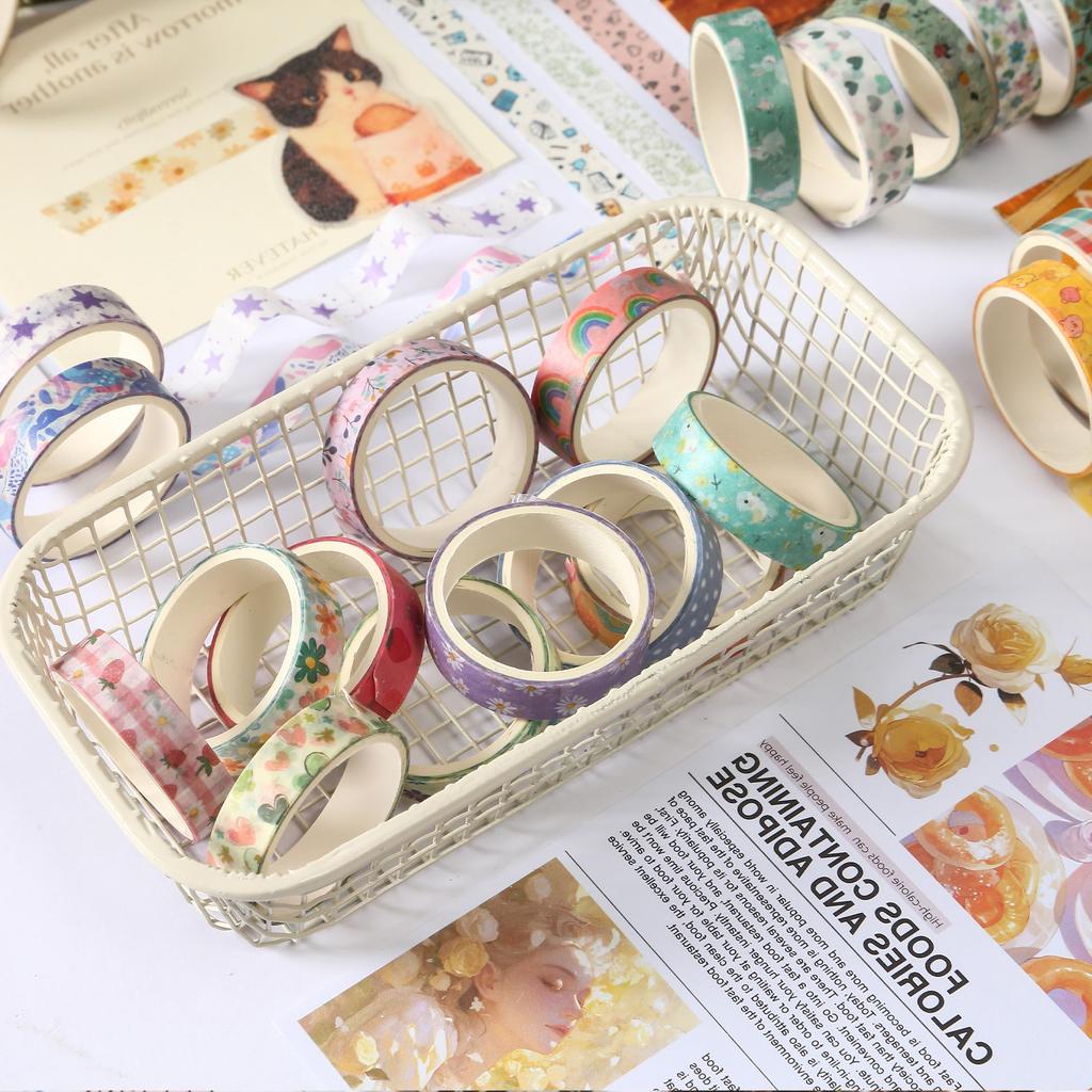 Songdao Narrow Washi 60 Rolls Various Basic Patterns Including and Dots Masking Perfect for and Gift Wrapping 10mm X 2m Tape, Stars, Florals,