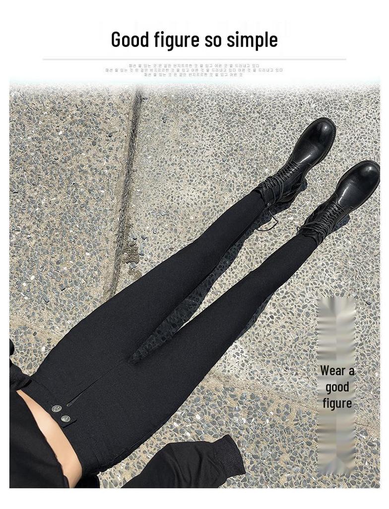 Women's Black Kitten Magic Leggings - Extra Thick Autumn/Winter Lambswool Tight Pants