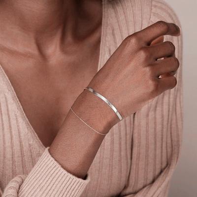Fashion Gold Plated Flat Snake Chain Bracelets Bangle For Women Herringbone Chain On The Hand Accessories Jewelry  Gift Kpop