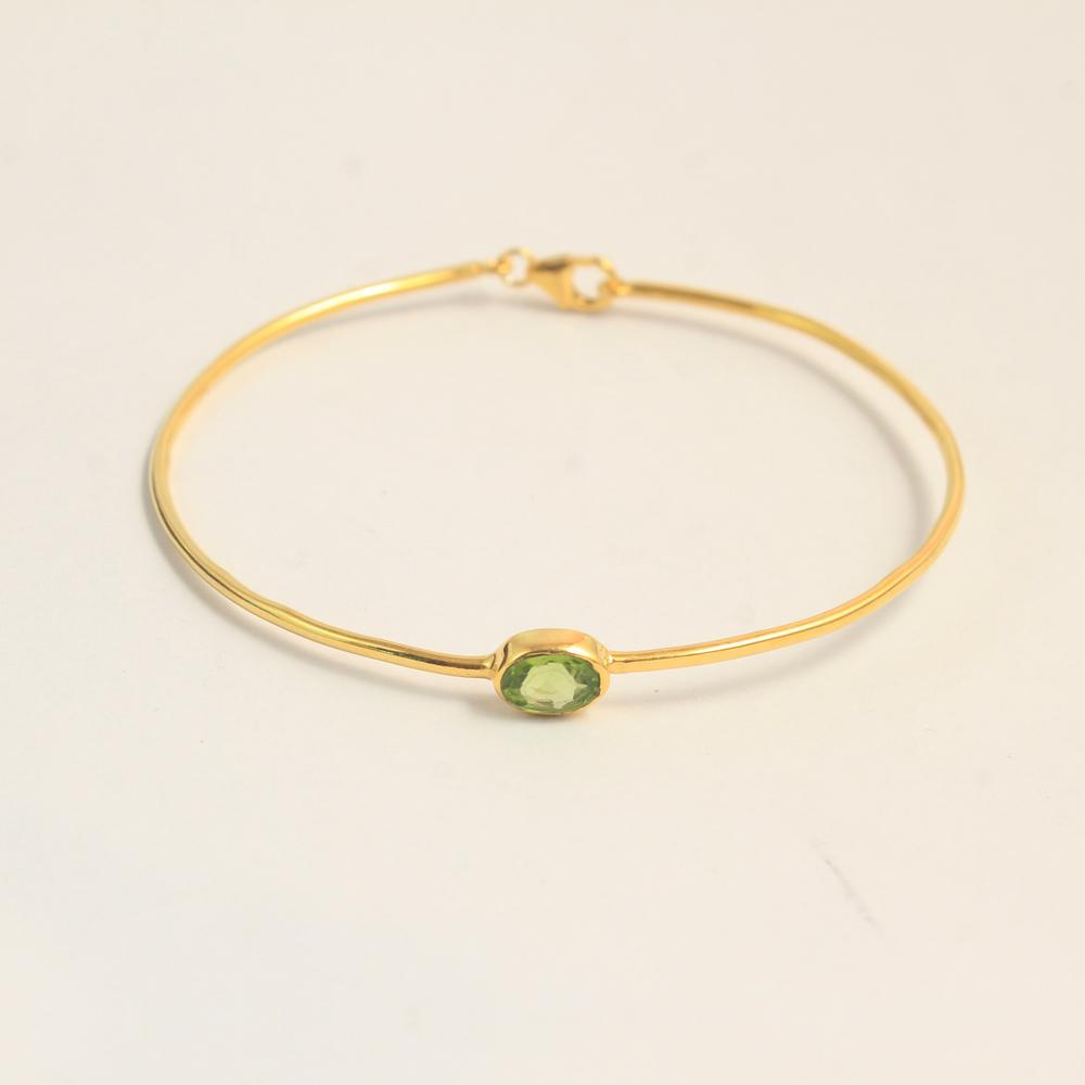 Перидот Драгоценный камень Желтое золото Позолоченный браслет 100% стерлингового серебра — фото 2