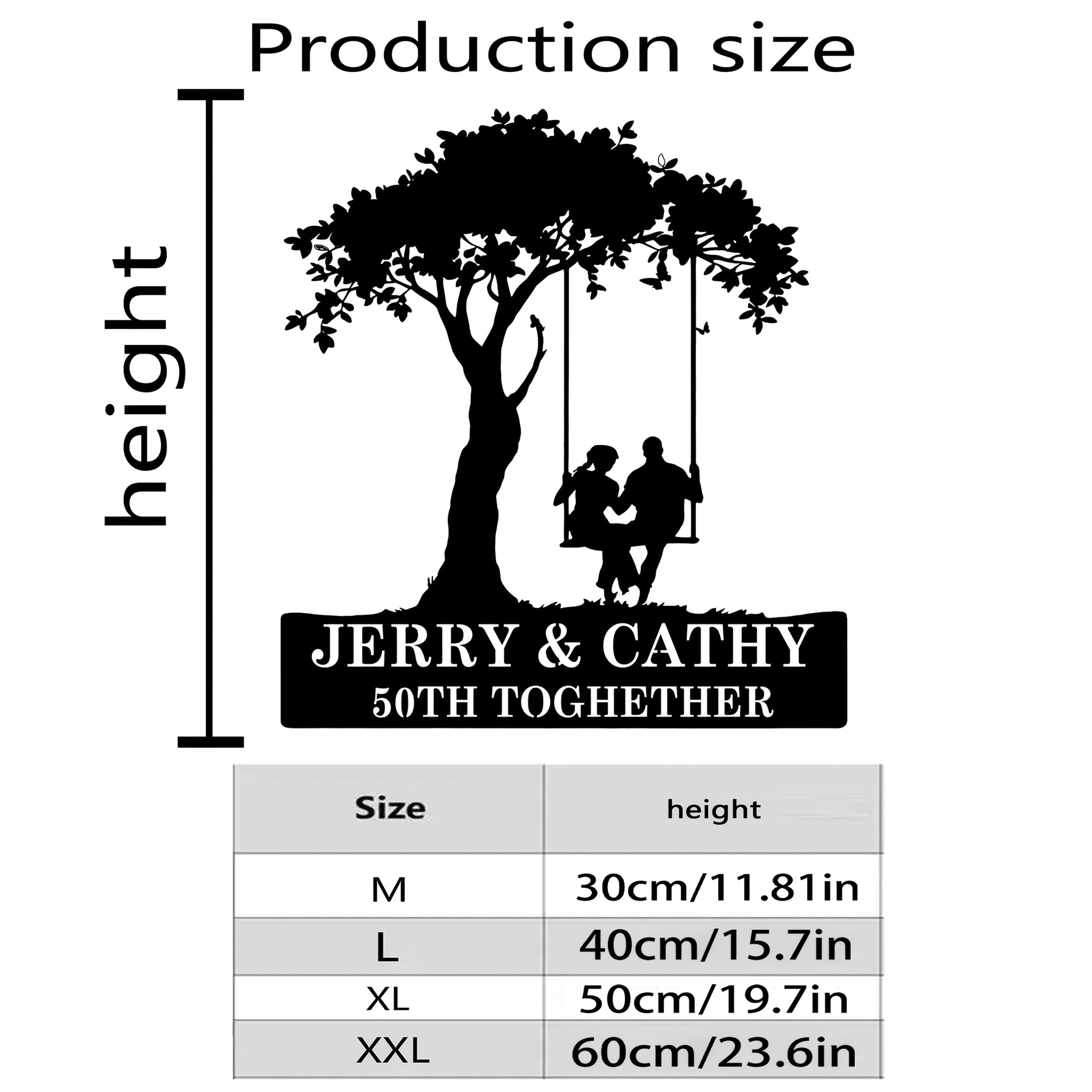 

Love Tree Metal Wall Art Couple on Swing, Christmas Valentine Gift for Nature Loving Couples 30cm