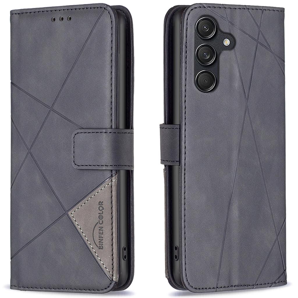 BINFEN COLOR For Samsung Galaxy M55 5G/C55 5G/F55 5G Phone Cases Wallet Stand Geometry Imprinted Leather Cover