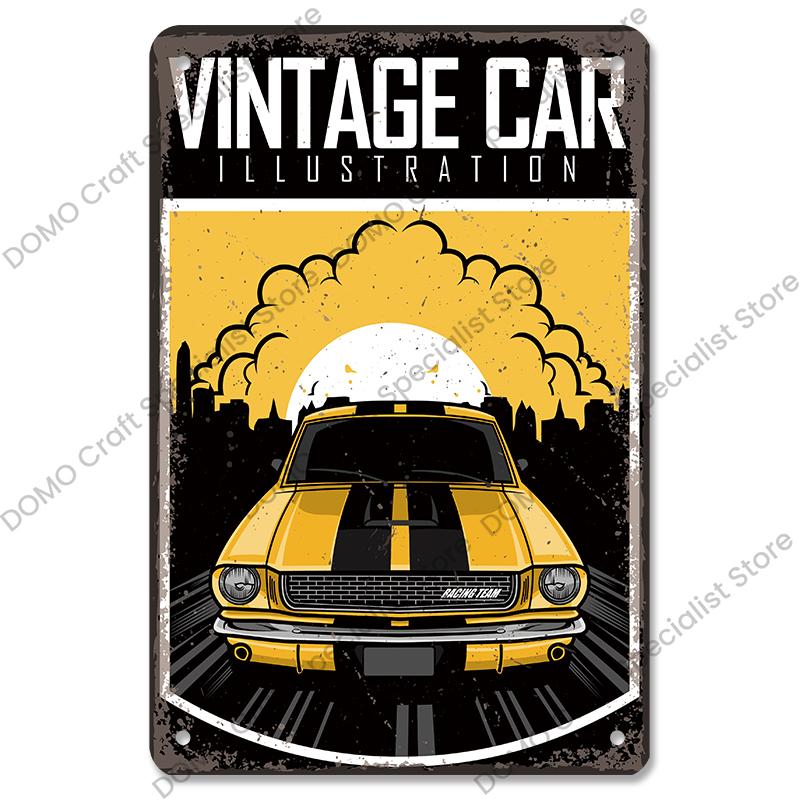 Classic Garage Plaques Metal Tin Signs Vintage Car Motor Oil Gasoline Metal Plate Wall Decor Garage Club Bar Man Cave