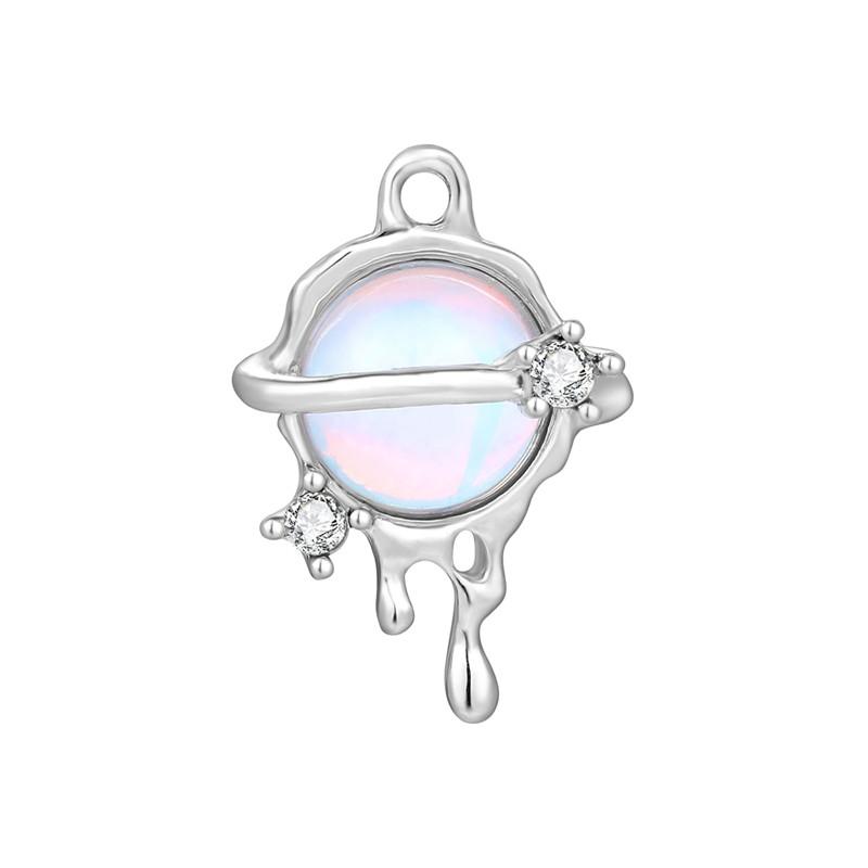 Crystal Heart Moon Crown Butterfly Planet Pendant Beads Stainless Steel Charms Earrings Necklace Jewelry DIY Making Woman Gifts