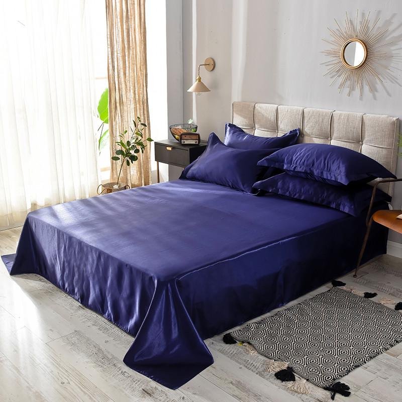 1pc Flat Bed Sheet Silky Bedsheets Solid Color Bed Linen Smooth Flat Sheets Sabanas Para Cama Home Textile Bed Sheets