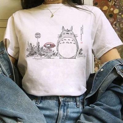 Cartoon Totoro Anime Serie Druck, Sommer Campus Große Größe Herren und Damen Kurzarm Anime T-Shirt