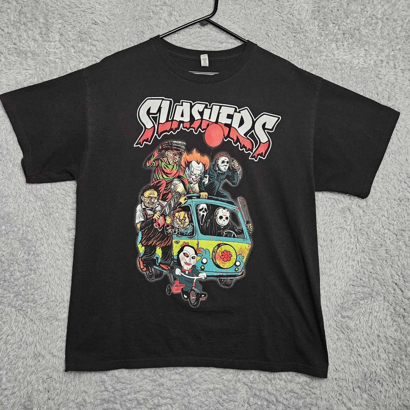 Slashers 100% Cotton T-shirt Mens Tees Top Freddy Jason Scream Horror Movie Villains Men XL S