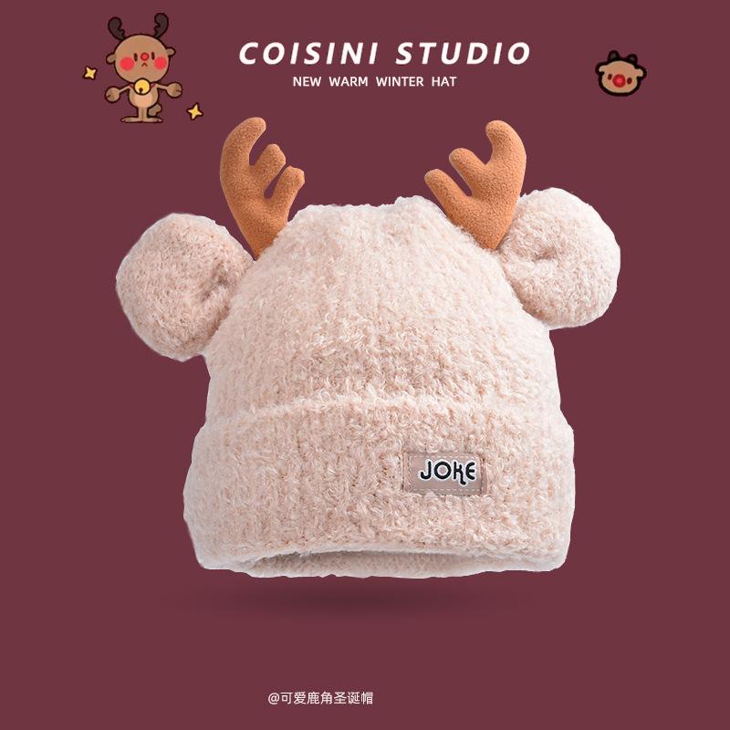 9873 Winter Christmas antlers knitted wool hat versatile hat female cute warm pullover tide