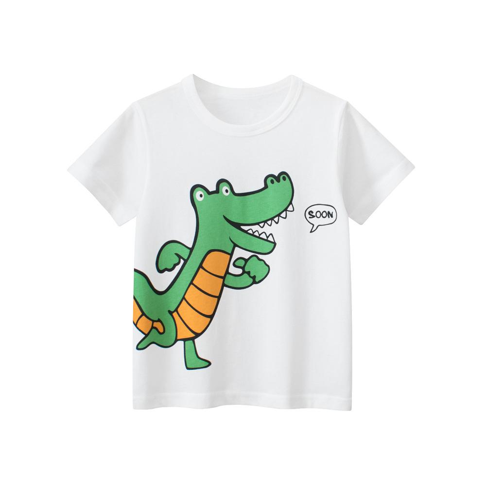 27kids 2024 Summer Boys Cartoon Korean Style Short Sleeve T-shirt 140 cm