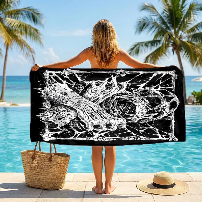 Gothic Skull Fashion Beach Towel: Ideal for Summer Adventures Soft, absorbent and quick drying suitable for swimming and bathing