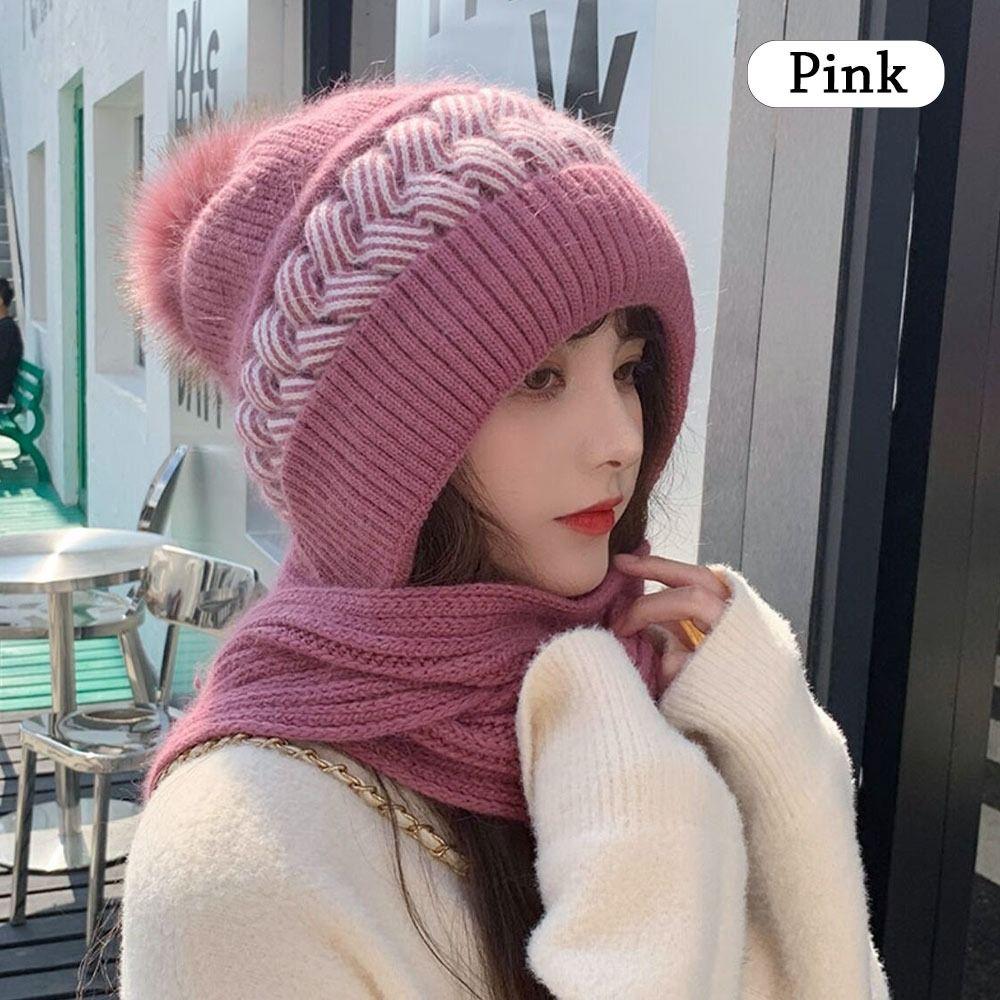 Winter Thermal Balaclava Neck Warmer Knitted Hat Neck Scarf Cap Beanie Hat Scarf