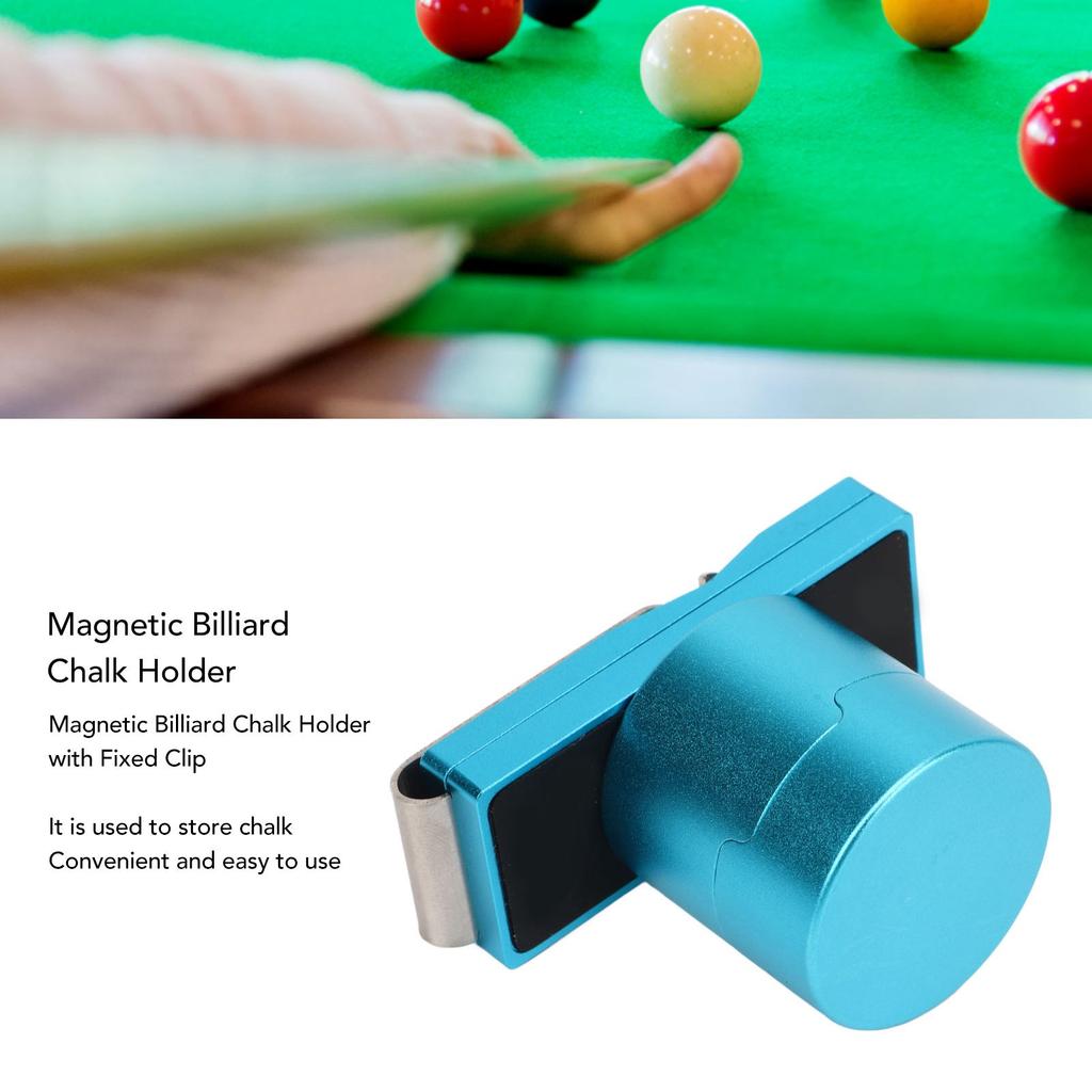 Magnetic Billiard Chalk Holder Aluminium Alloy Round Snooker Cue Chalk Box with Fixed Clip Portable Billiard Accessories