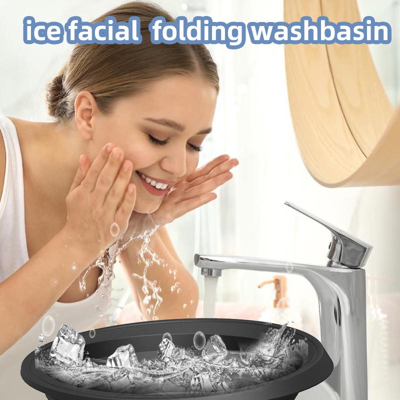 Folding Silicone Face Ice Bath Bowl Cold Therapy for Facial Puffiness Portable Cryo Skin Tool Travel Beauty Bowl Facial Tools