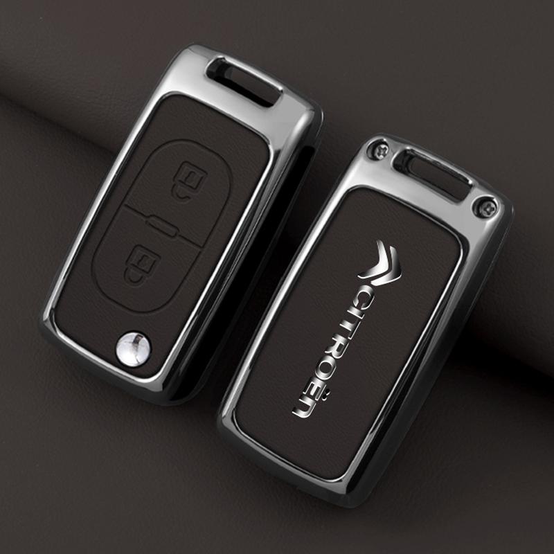 YKFEA1 Zinc Alloy Leather Car Key Case Cover For Citroen C1 C2 C3 C4 C5 C6 C4L Berlingo Picasso Jumpy Nemo Aircross Sega C5 X VTS C3 XR