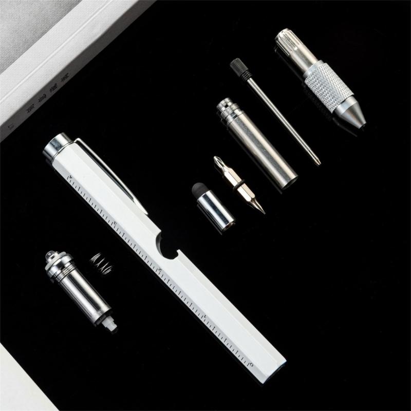 7-in-1 Multitool Tech Tool Stift Schraubenzieher Stift Wasserwaage Kugelschreiber Metall Werkzeug Stift Multitool Stift Handwerkzeug