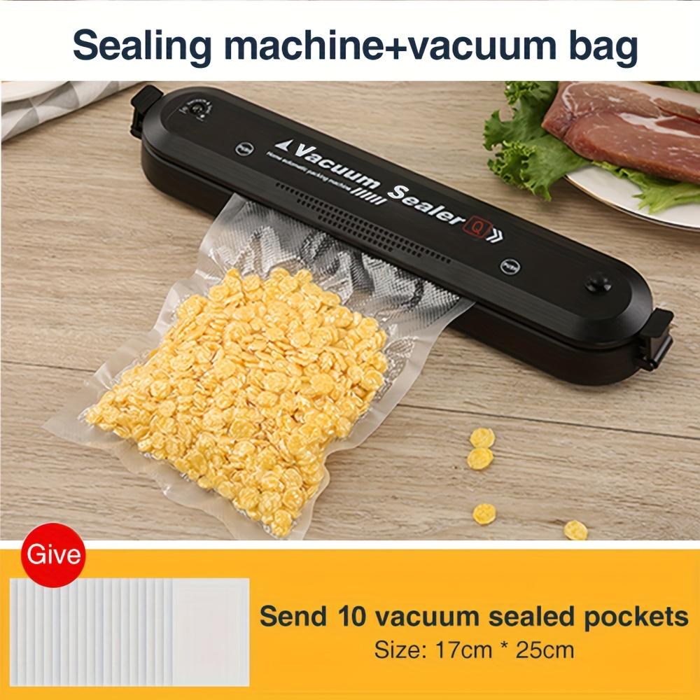 1set 10pcs Compact Food Vacuum Sealer Machine with Automatic Air Sealing System and Bags for Home and Kitchen