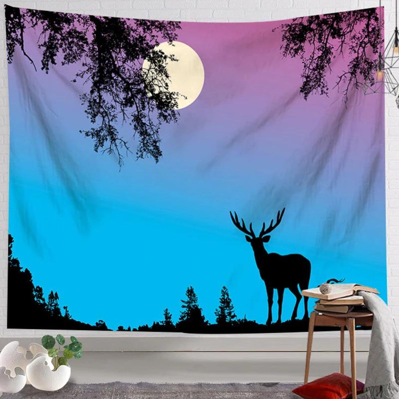 Рождественский лось олень гобелен настенный декор эстетический гобелен украшение для дома декор комнаты в общежитии колледжа художественный гобелен настенный декор 90x75cm