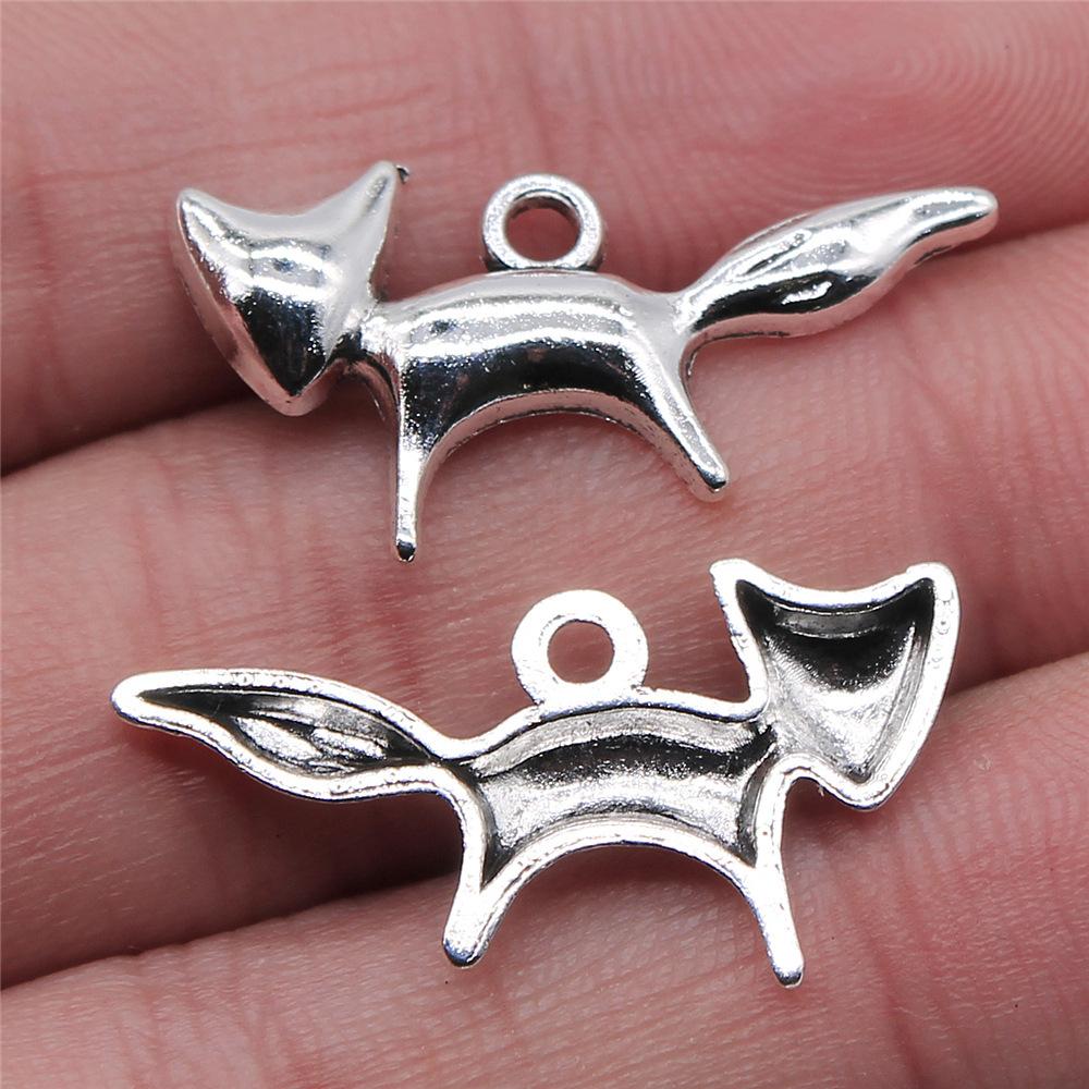 10pcs Charms Animal Fox Antique Bronze Plated Antique Silver Color Pendants DIY Crafts Making Findings Handmade Tibetan Jewelry