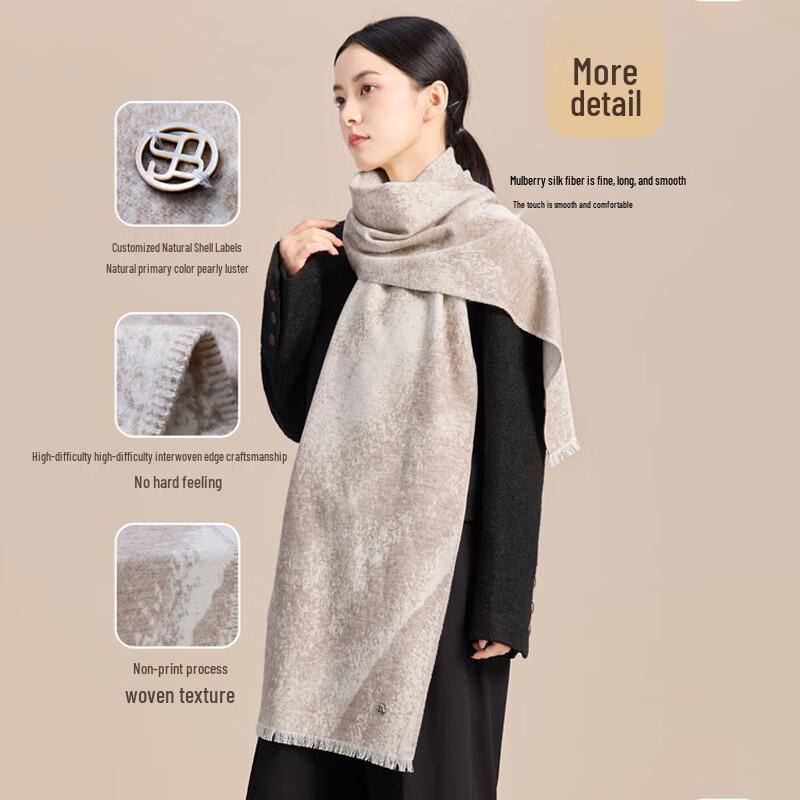 JIUMU Women's Autumn/Winter Mulberry Silk Warm Scarf