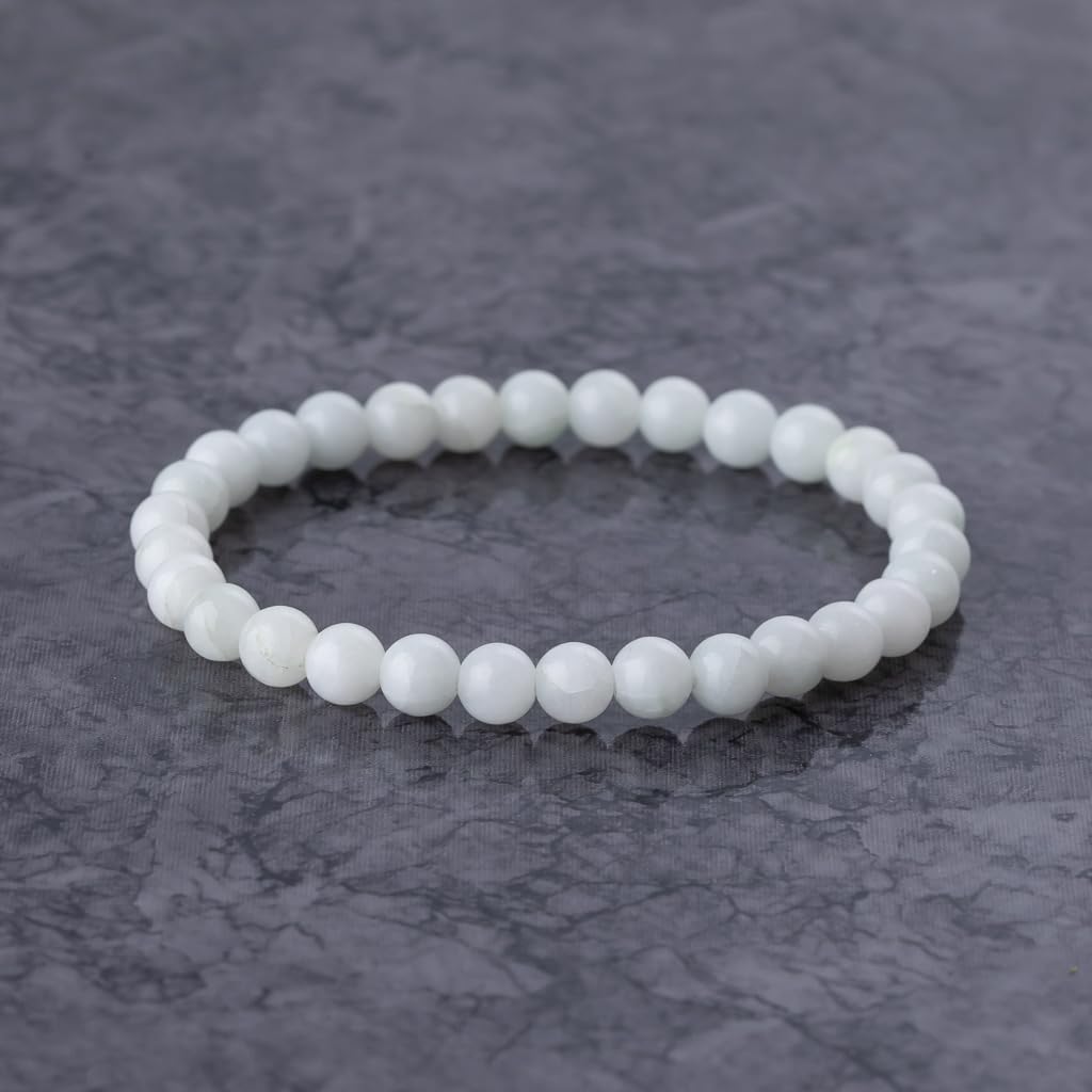 15cm White Itoigawa Natural Jadeite Japanese National Jomon Power Stone Jadeite Workshop Special Paulownia Wood Quality Guarantee ABR0900 (6mm Beads,
